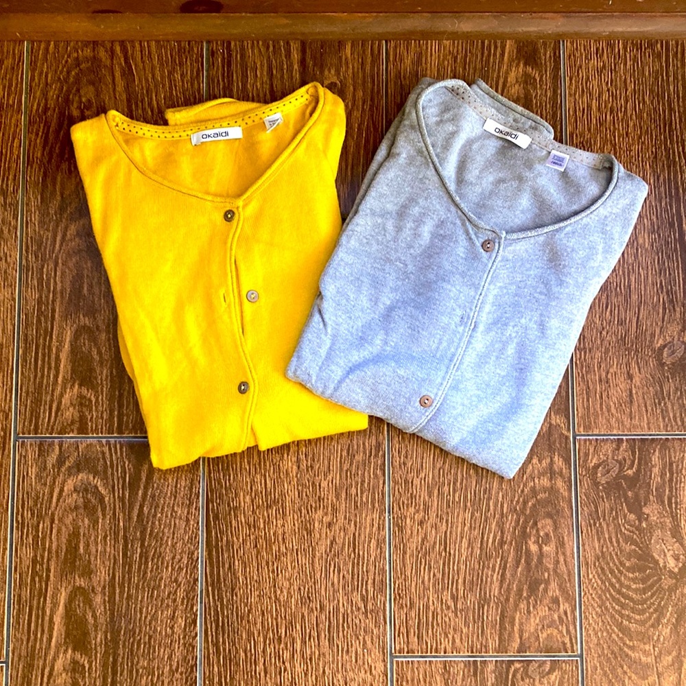 SOLD - Okaïdi grey and yellow cardigan